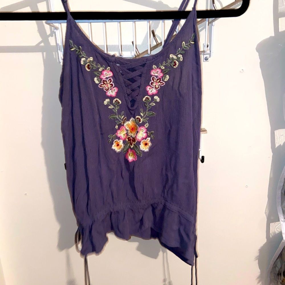 Aeropostale tie long sleeve flowy off shoulder top